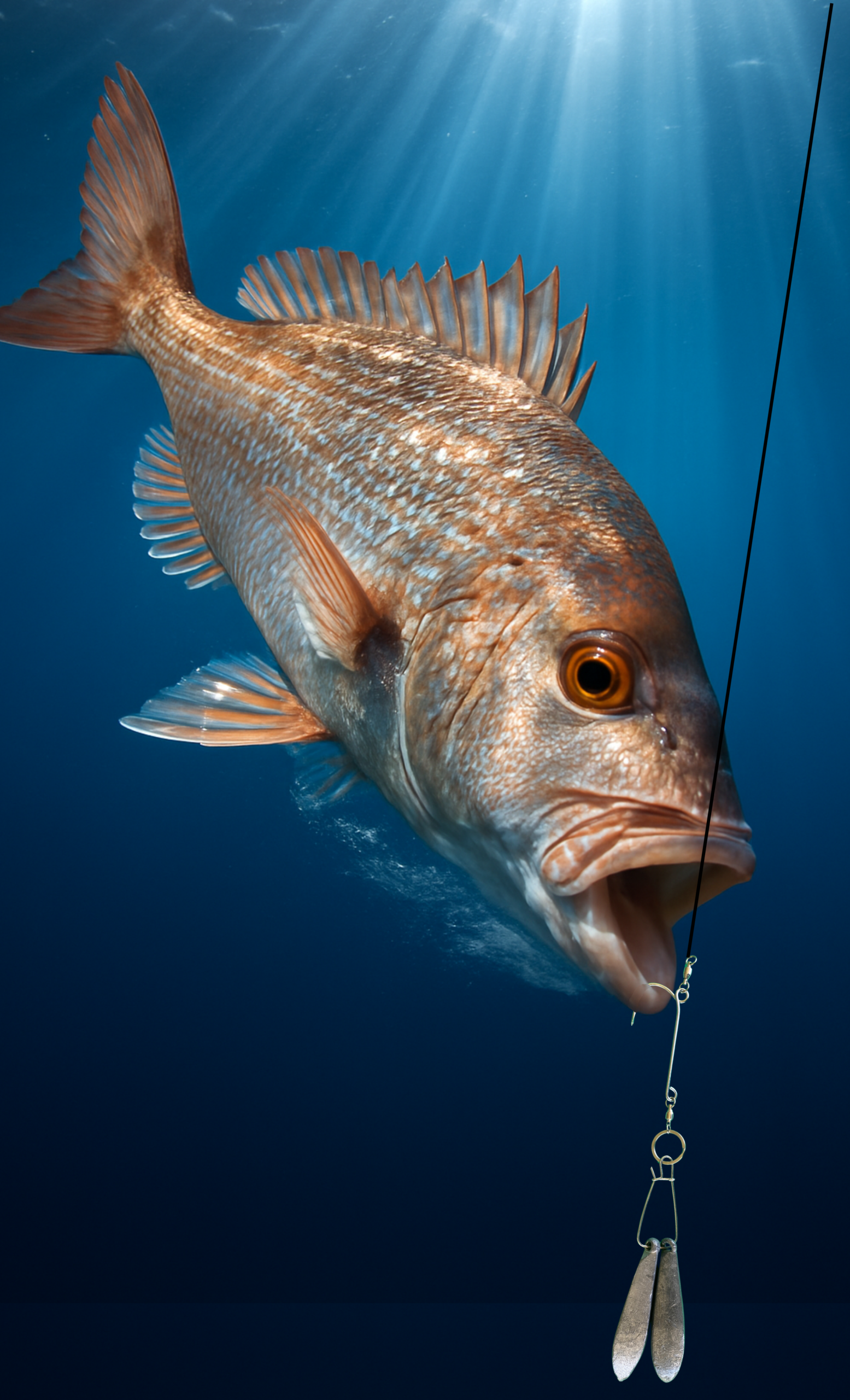 Red snapper being retu to depth using a Fishsaverpro fish descending device